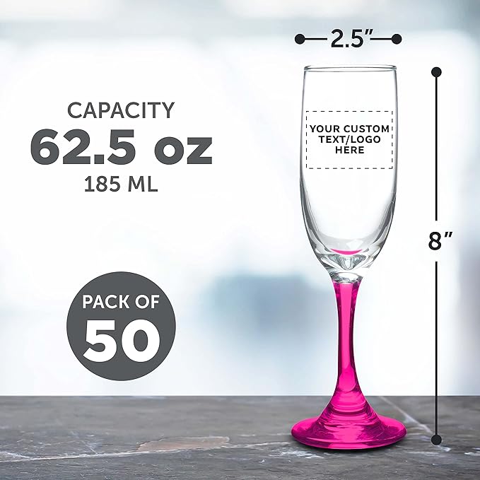 DISCOUNT PROMOS Custom Premiere Champagne Flutes 6.25 oz. Set of 50, - Image 5