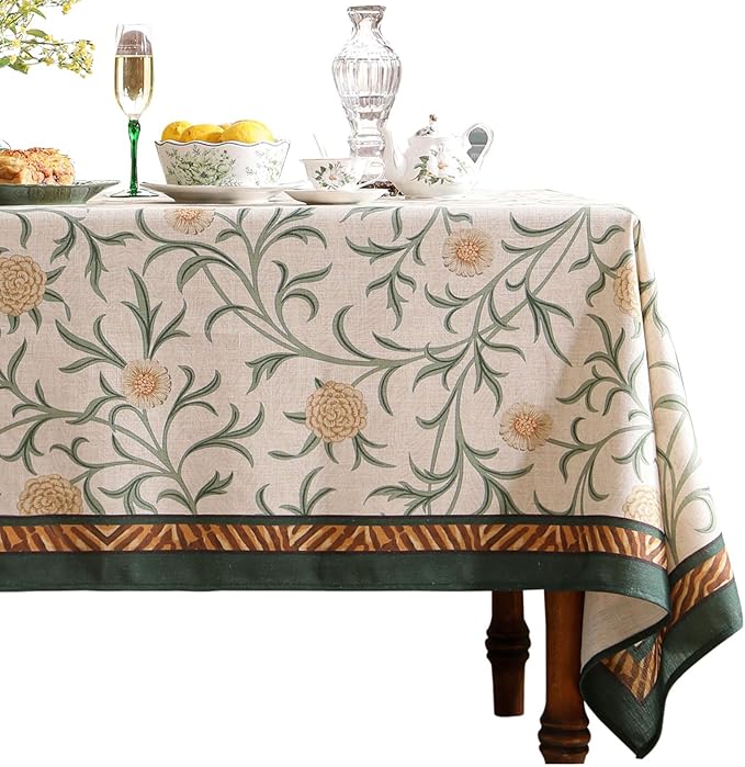 patdrea Designer Floral Linen Table Cloth by Welcometopatdrea