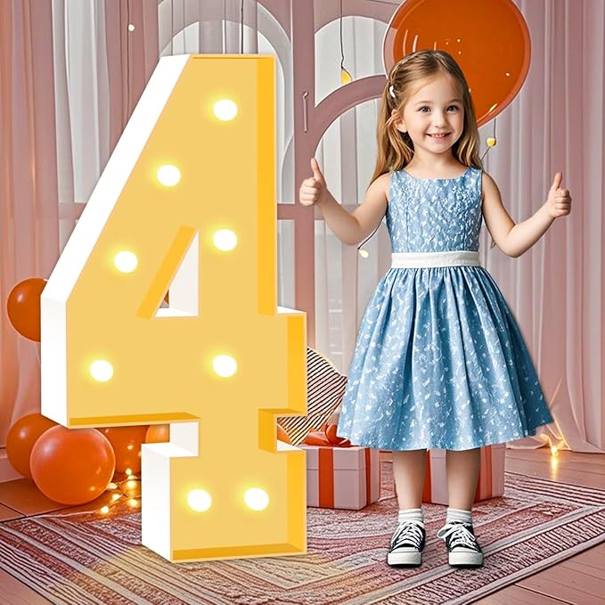 Marquee Numbers, 3 Feet Tall Light Up Numbers 4, Large Birthday Decorations by HITINO