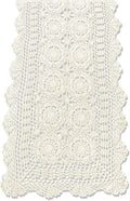 KEPSWET Cotton Handmade Crochet Lace Table Runner Beige Rectangle Coffee Table by KEPSWET