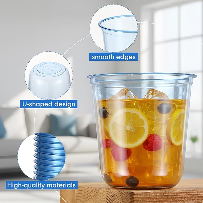 50 Pcs Disposable Stemless Glasses 12oz Crystal Plastic Wine Glasses Clear - Image 4