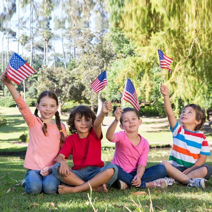 6 Pcs 8x12 Inch American Flags on Stick, Small US Wood Stick Flag - Image 5