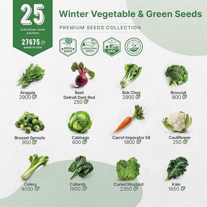 Organo Republic 25 Winter Vegetable & Green Seeds Variety Pack - Image 3