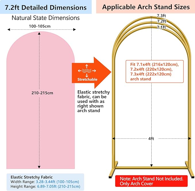 HEMMOTOP Pink Arch Backdrop Cover 7.2 ft, Spandex Arch Covers Stretchy Backdrop - Image 2