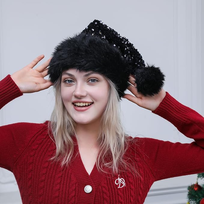 Personalized Sequin Santa Hat for Adults, Xmas Halloween New Year Holiday - Image 3