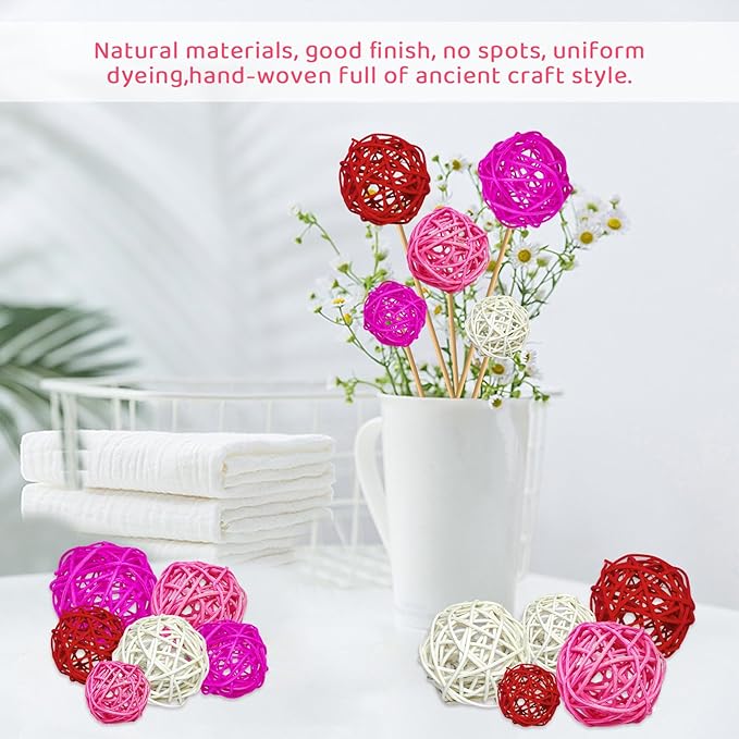 Valentine's Day Rattan Balls 36pcs Decoration - Image 3