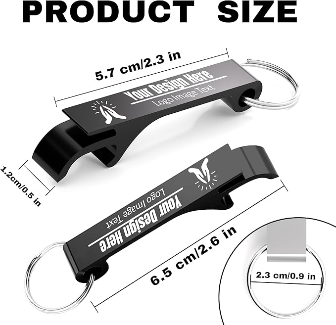 Personalized Bottle Opener Keychains, Bulk Custom Engraved Text Logo Keychain - Image 2
