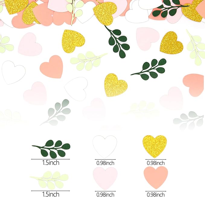 200PC Heart Wedding Confetti Greenery Eucalyptus Table Scatters - Image 2
