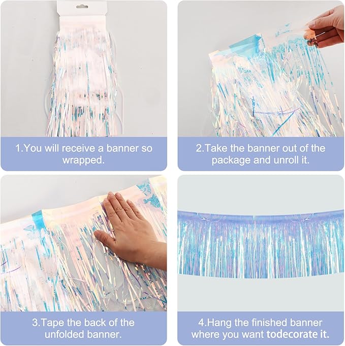 BEISHIDA 3 Packs 30 Feet Metallic Foil Fringe Garland Tinsel - Image 3