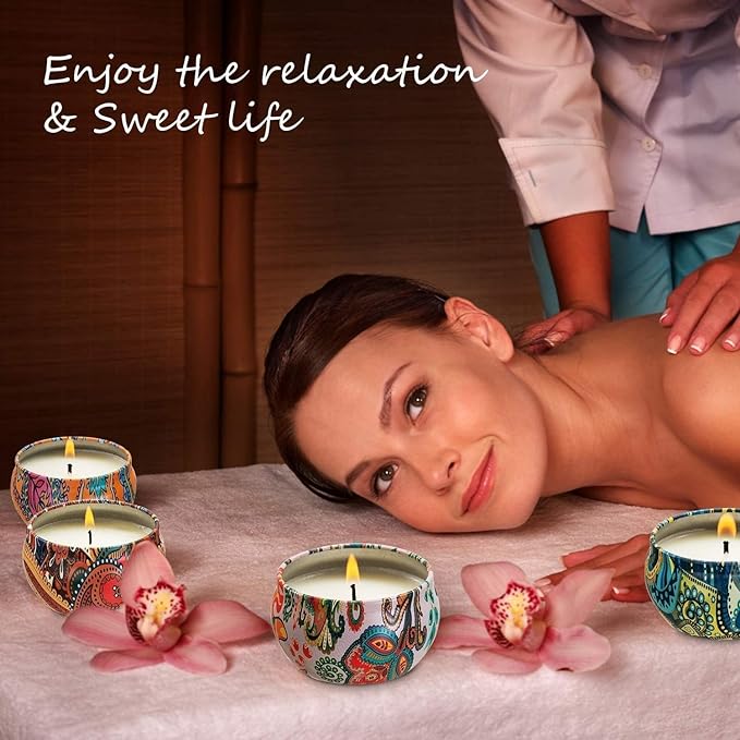 Scented Candles Gift Set, Natural Soy Wax Portable Travel Tin - Image 5