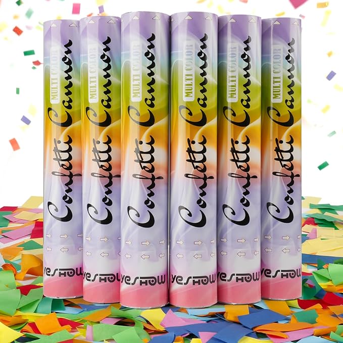 Confetti Cannon Party Poppers Biodegradable Shooters, YESHOW Multicolor by YESITSSHOWTIME