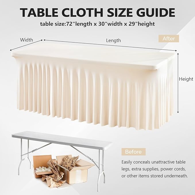Wish Care 6 Pack Ivory Spandex Table Clothes - Image 3