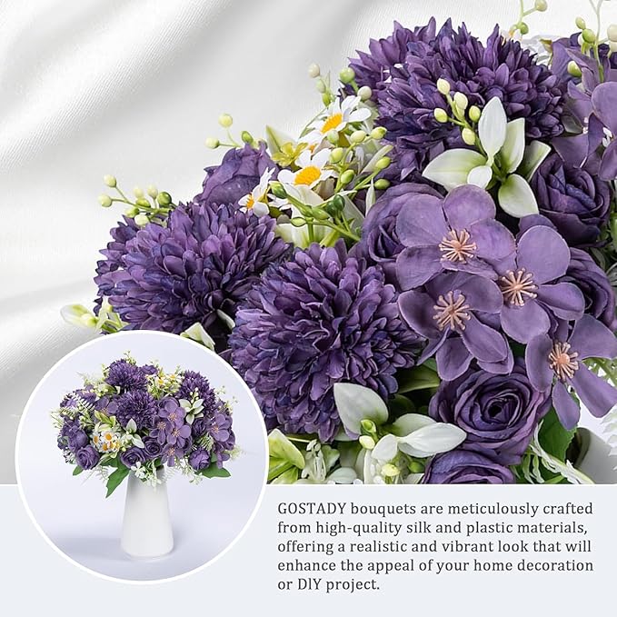12 Packs Peonies Artificial Flowers, Silk Artificial Peonies Flowers Fake Peony - Image 2