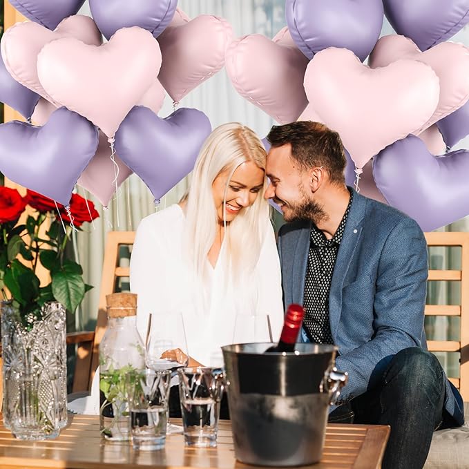 20 Inch Pink Purple Heart Balloons, Pastel Helium Balloon - Image 6