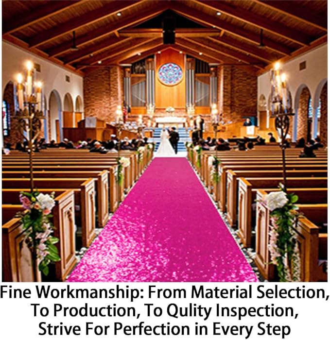 ShinyBeauty 4FTx15FT-Sequin Aisle Runner-Fuchsia Sparkly Carpet Runner - Image 5