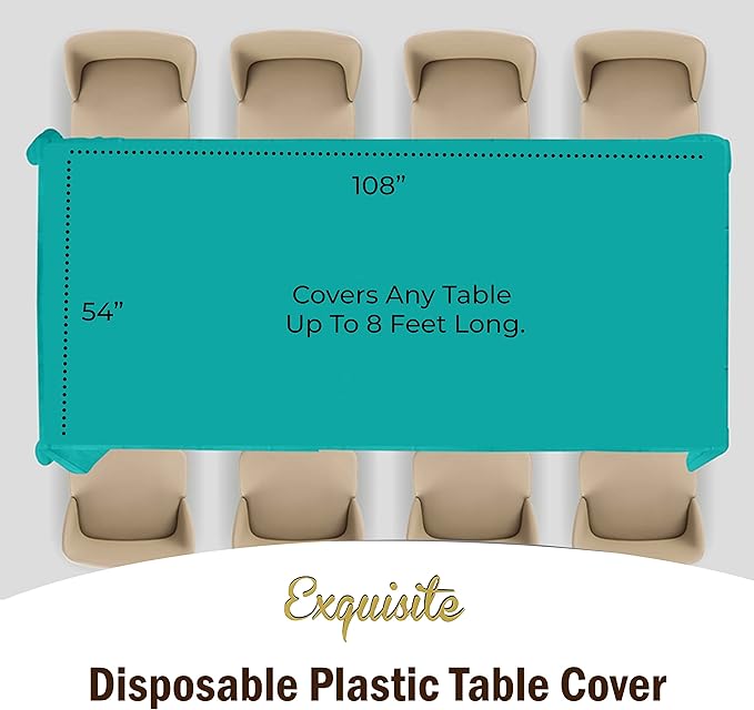 Party Solids Pack Of 12 Premium Plastic Tablecloth 54 Inch x 108 Inch Rectangle - Image 4