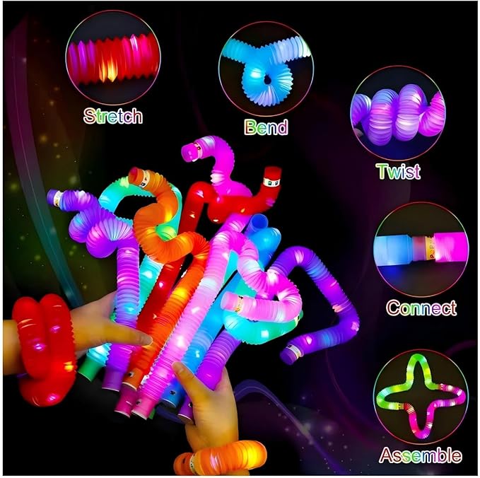 Pink 24 Pack Light Up Party Favors Supplies, Bulk Glow Sticks Bracelet - Image 2