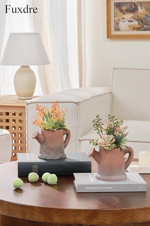 2-Pack Artificial Succulent Plants in Vintage Pots - Image 6