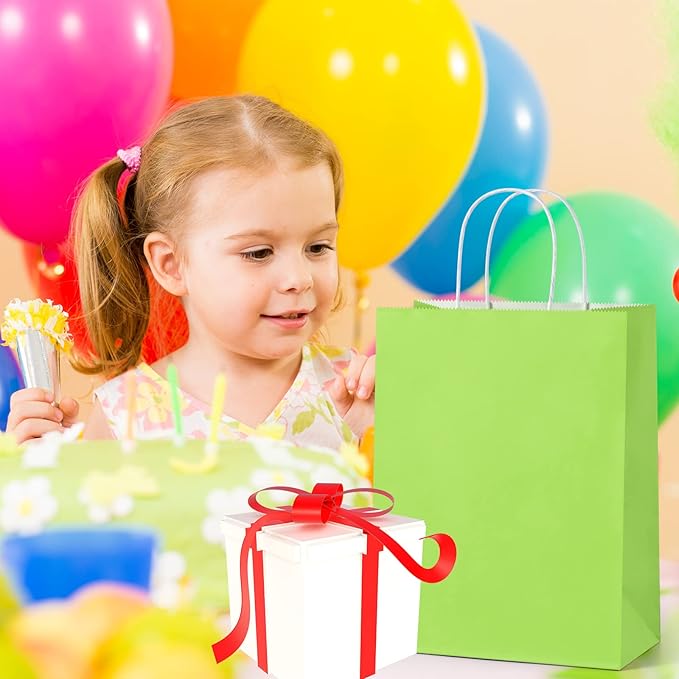 BagDream 48 Pieces 10x5x13 Assorted Gift Bags Rainbow Colors Kraft Paper Party - Image 5