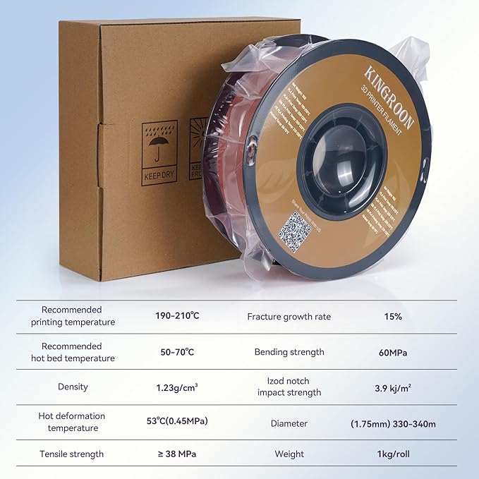 Kingroon PLA Filament 1.75mm 3D Printer Filament Brown Pla Filament 1kg - Image 8