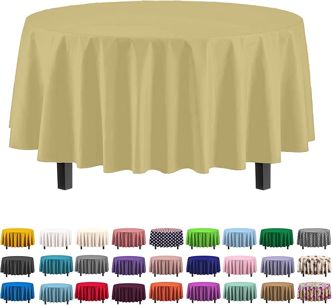 12-Pack Premium Plastic Tablecloth 84in. Round Table Cover by Exquisite