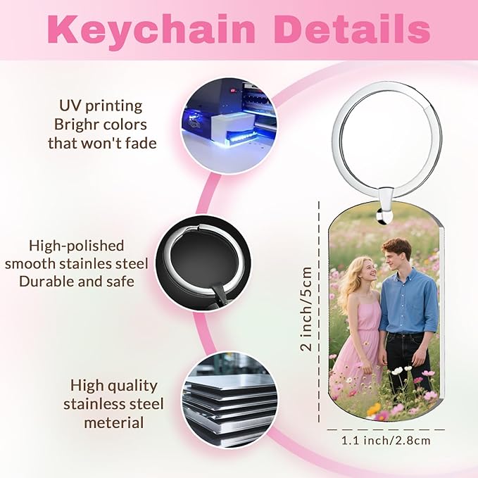 Custom Keychain with Picture, Personalized Double-sided Keychains Gifts - Image 4