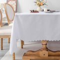 Rectangle White Tablecloth 60 x 84 Inch Polyester Fabric Washable Table Cloth by YZKITM