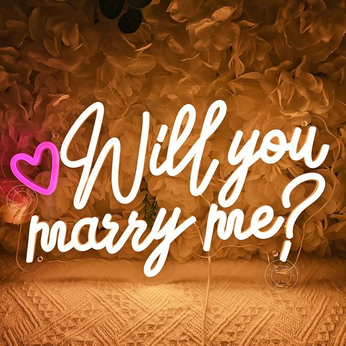 SYLHOME Will You Marry Me ? Led Neon Light Sign Heart Wedding Proposal Bedroom by SYLHOME