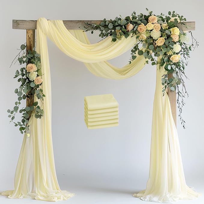 Wokceer Wedding Arch Draping Fabric 6 Panels 28.7" x 20FT Beige Drapes Sheer by Wokceer