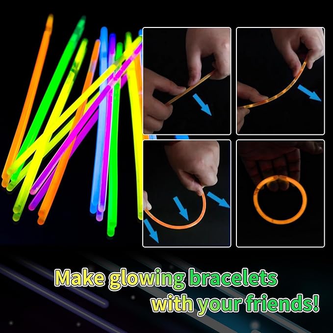 200 Pack 8'' Glow Sticks Bulk Party Favors Orange Light Up Sticks - Image 3