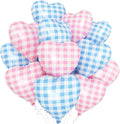 Pink Blue Checkered Heart Balloons by Adorely