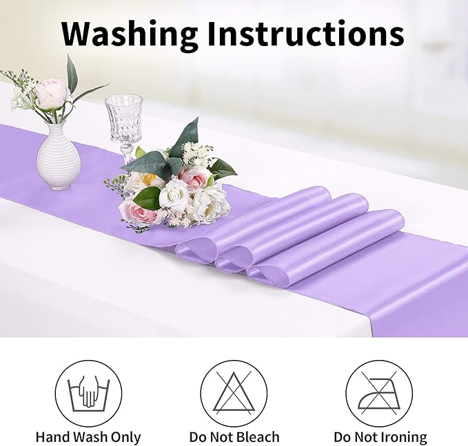 10-Pack Satin Table Runner Lavender 12 x 108 inches Long, Table Runners - Image 6