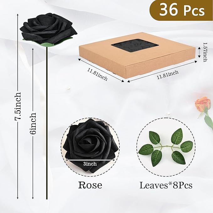 BLEUM CADE 36Pcs Artificial Flowers Fake Roses - Image 2