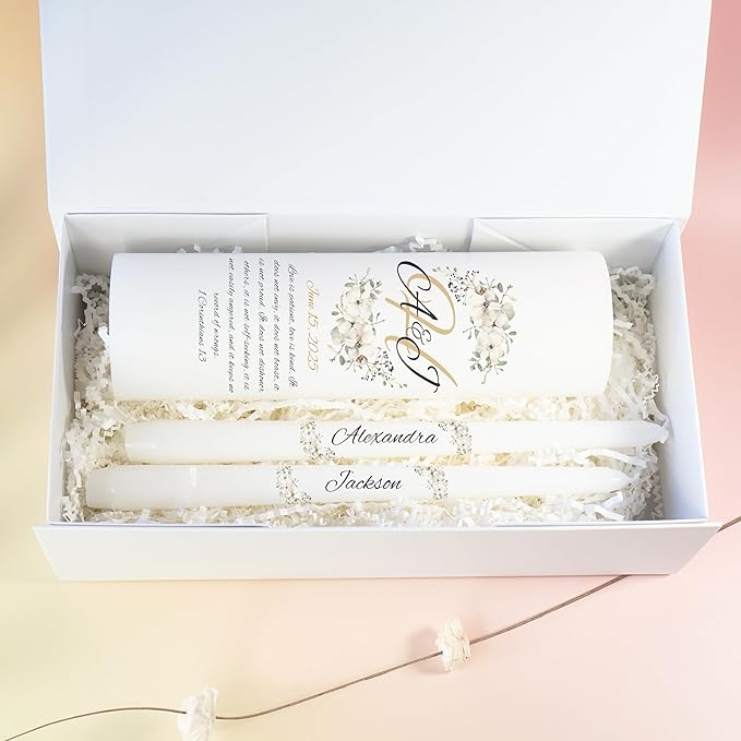 Unity Candles for Wedding, Modern Unity Set, Custom and Personalized Pillar and - Image 9