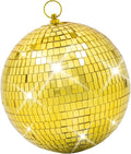 Mirror Disco Ball Decor with Hanging Ring: 8 Inch Large Gold Disco Ball by Javik