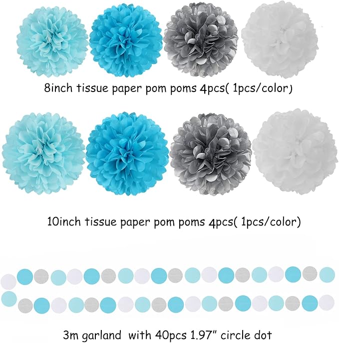 Royal-Light Blue Silver Party Decorations - Image 3