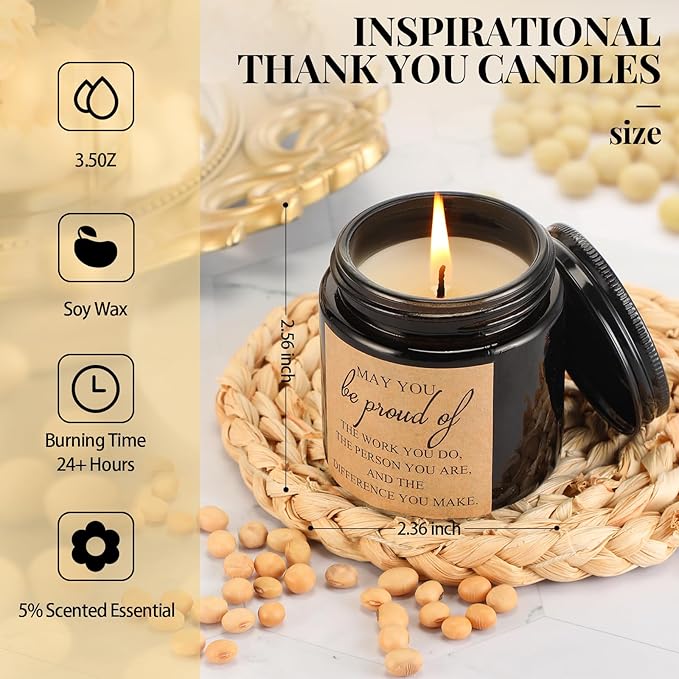 Roowest 10 Jars Thank You Gift Candles 3.5 oz Employee Appreciation Gifts Bulk - Image 2