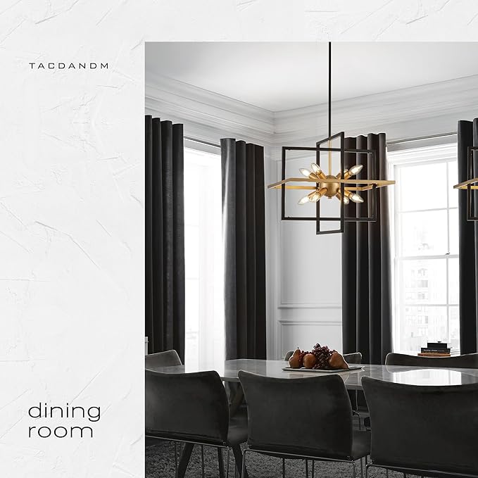18.9'' Black Gold 8-Light Sputnik Chandelier Modern Industrial Adjustable - Image 5