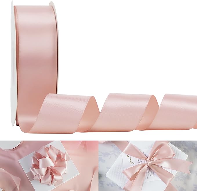 HUIHUANG 1.5 inch Wide Satin Ribbon 50 Yards Rose Gold Double Face Polyester by HUIHUANG