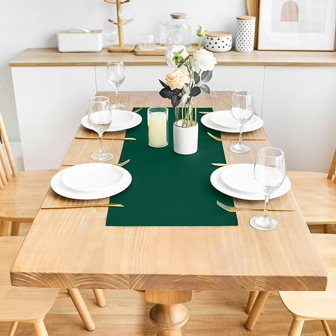 2 Pack Green Small Short Table Runner 12 x 36 Inch Solid Color Runners Coffee - Image 3