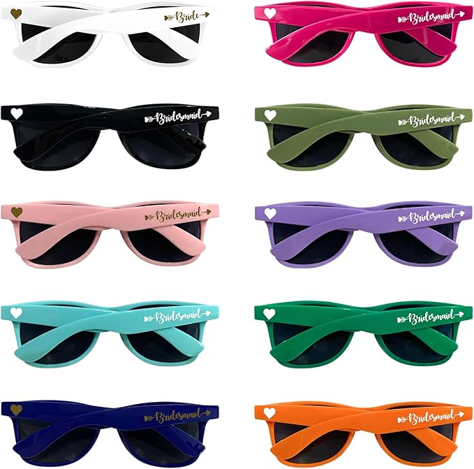LADY&HOME 10 Pack Bachelorette Sunglasses, Bride Bridesmaid Sunglasses by LADYHOME
