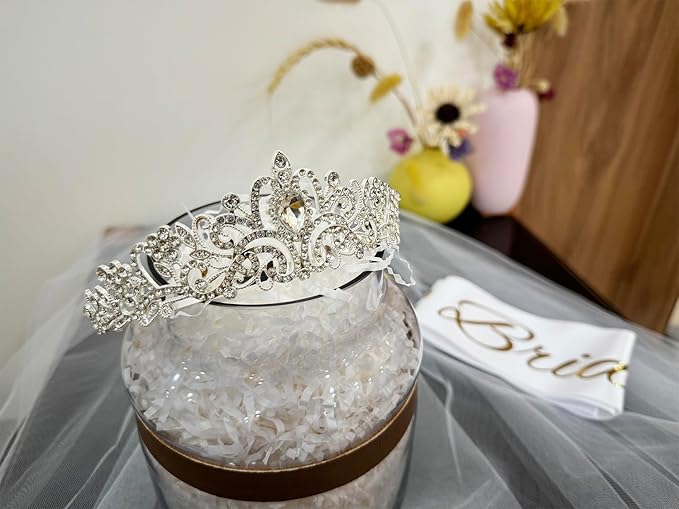JETKONG 3 Pcs Bachelorette Party Decorations Bridal Shower Crown, Bride to Be - Image 2
