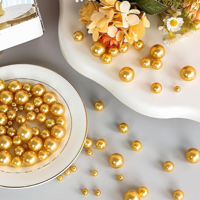 520Pcs Gold Beads for Centerpieces Decor, Artifical Pearls Vase Filler - Image 2