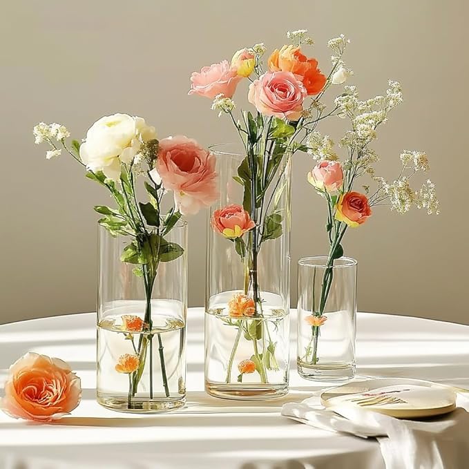 Glass Cylinder Vase Set of 18 for Centerpieces, 6 inch Tall Clear Vase Bulk - Image 4