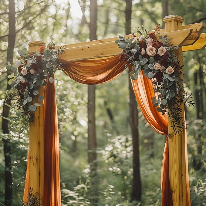 Wokceer Wedding Arch Draping Fabric Terracotta 2 Panels 28.7" x 20FT Sheer - Image 7