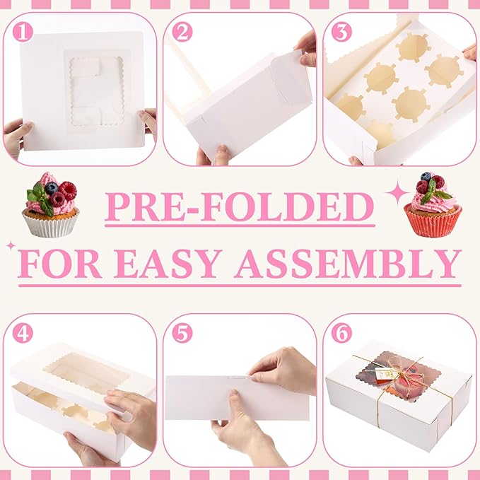 36 Pack Cupcake Boxes Hold 6 Count Disposable Cupcake Containers - Image 7
