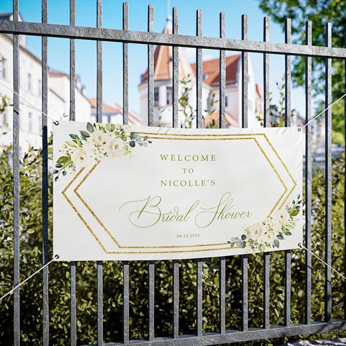 Personalized Bridal Shower Banner, Pastel Rainbow, 12x24 Inches, Wall Mount - Image 2