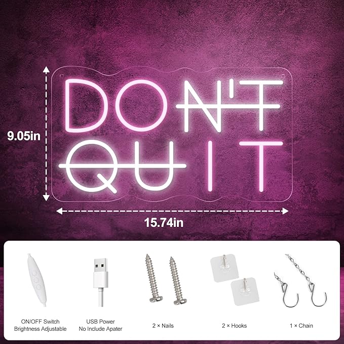 Don't Quit LED Neon Sign for Wall Decor, DO IT Neon Lights Party Decorations - Image 4