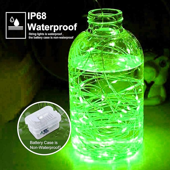 pozzolanas 50 Pack Green Battery Operated String Lights - 7ft Waterproof Fairy - Image 2