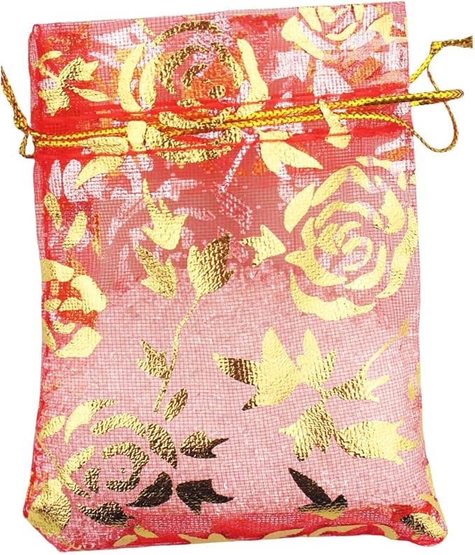 100 Pack 2.8 x 3.5 Inch Flower Heart Organza Jewelry Gift Pouch Candy Pouch by QIANHAILIZZ